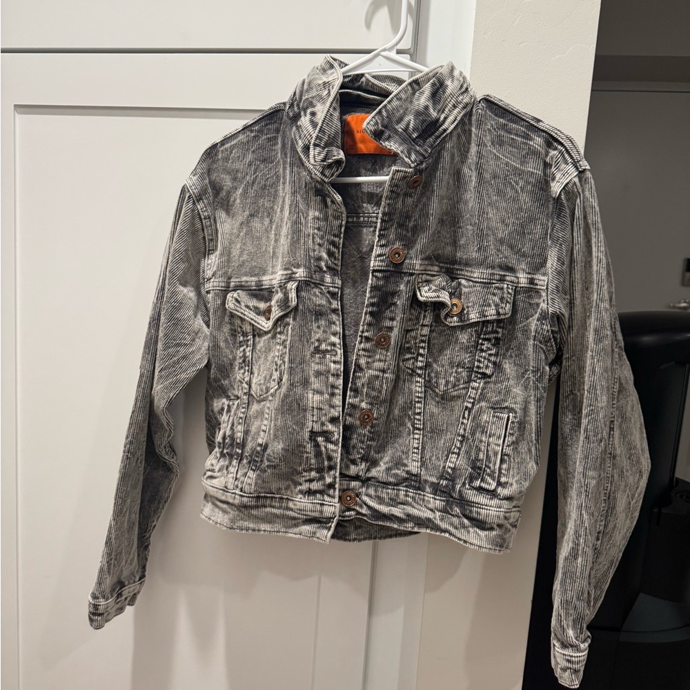 Signature Gray Striped Denim Jacket